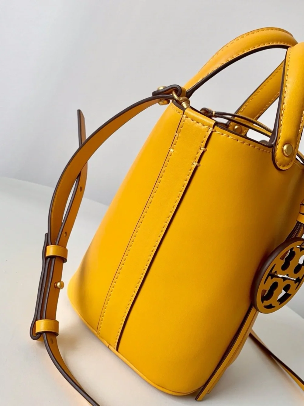 Tory Burch Mustard Yellow Miller Mini Bucket Bag